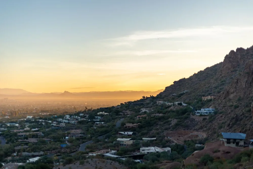 View across Phoenix, Arizona at golden hour